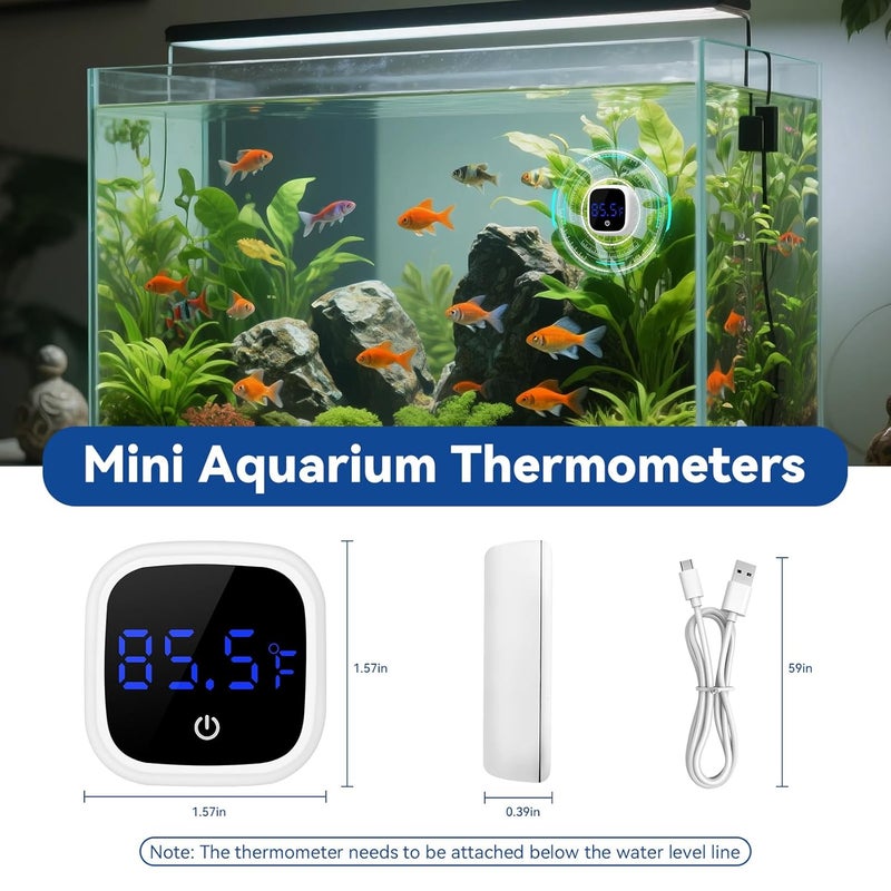 PAULTEMP Rechargeable Digital Aquarium Water Thermometer with HD LED Screen, Display ±1℉, Fish Tank Decoration Accessories for Betta Axolotl Shrimp Turtle Reptile & Aquatic - Image 5